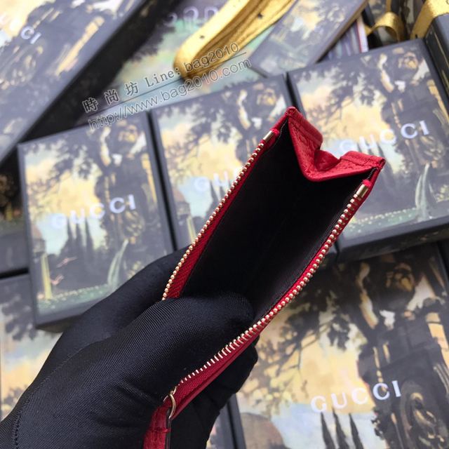 Gucci包 古馳卡包 574804紅全皮 2019高端品質新款小卡包  gudj1443
